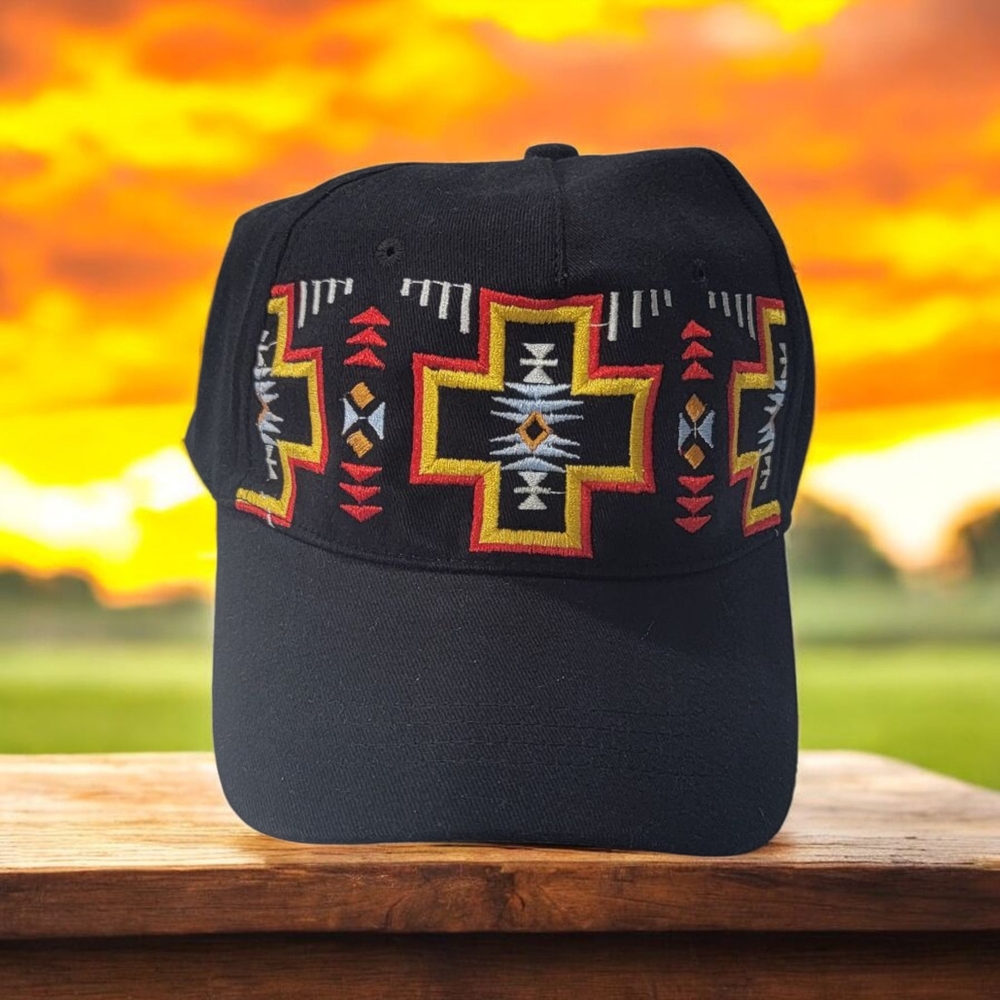 Black Patterned Men's Cap